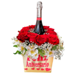 Arreglo de 10 rosas con botella