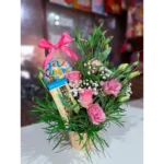 Arreglo de flores con chocolate