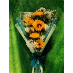 Arreglo de girasoles y licianthus