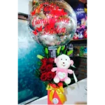 englobado feliz cumpleaños con peluche