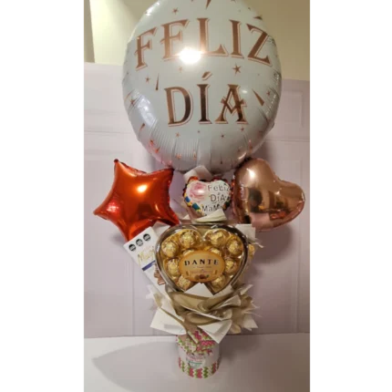 Arreglo de globos feliz día mamá