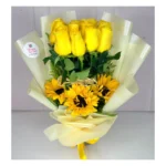 Abrazo Dorado de Rosas y Girasoles